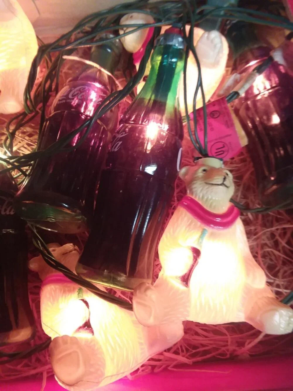 Vintage 1993 Coca Cola String Lights Polar Bears Bottles 14 Foot Strand Works